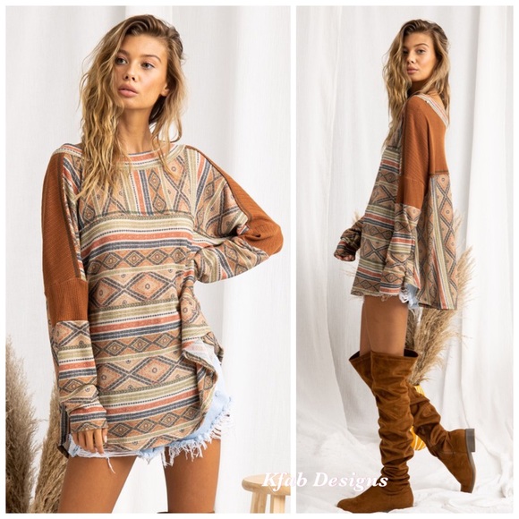 ❤️RESTOCKED! Boho Textured Aztec Dolman Tunic! - Picture 8 of 10